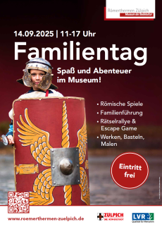 Plakat für einen Familientag im Museum